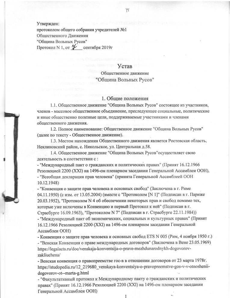 Устав Общественного движения
